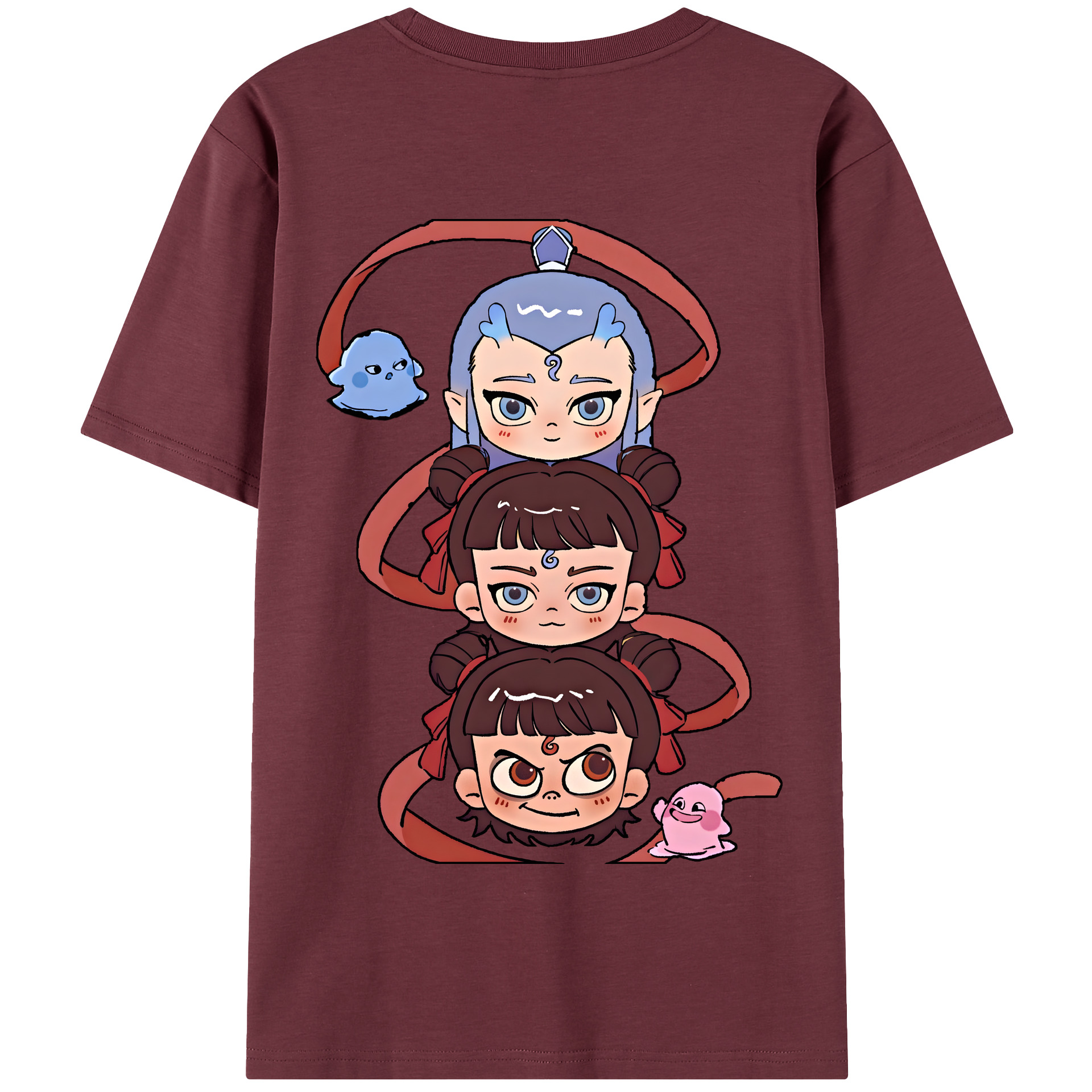 （画像用） Ne Zha 2 ナタ 魔童の大暴れ 綿100％半袖Tシャツ（背面プリント）